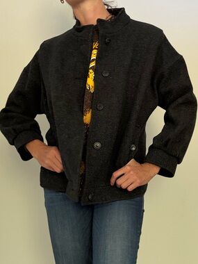 Vintage Bert Newman Women's Black Button-Front Wool Jacket